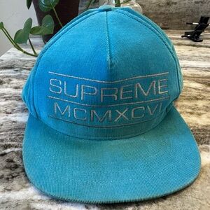 Supreme MCMXCVI Blue Corduroy Snapback Hat - Starter